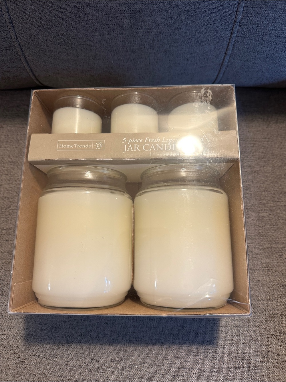 HomeTrends White Jar Candle Set - 5-Piece Fresh Linen